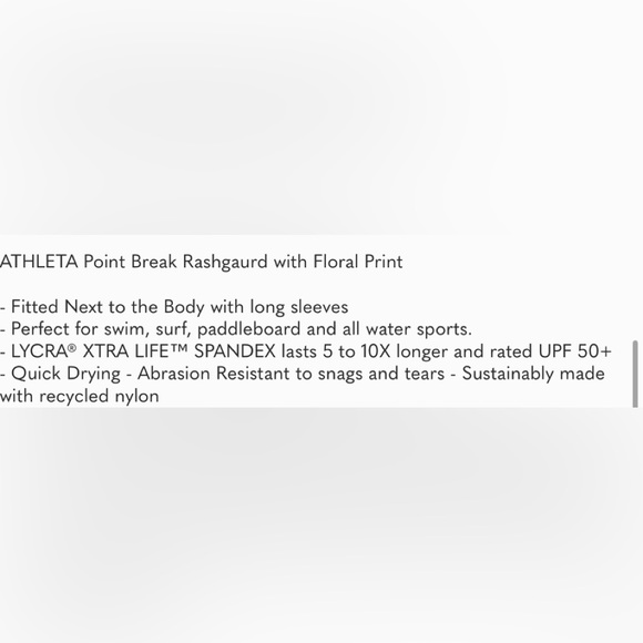 NWT* ATHLETA Point Break Rashguard floral print top - Picture 7 of 7